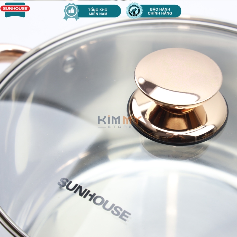 Bộ 3 nồi INOX đáy 5 lớp quai gold Sunhouse SH781